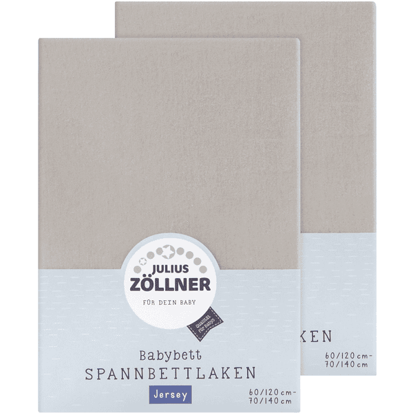 JULIUS ZÖLLNER Drap housse enfant Jersey taupe 70x140 cm lot de 2