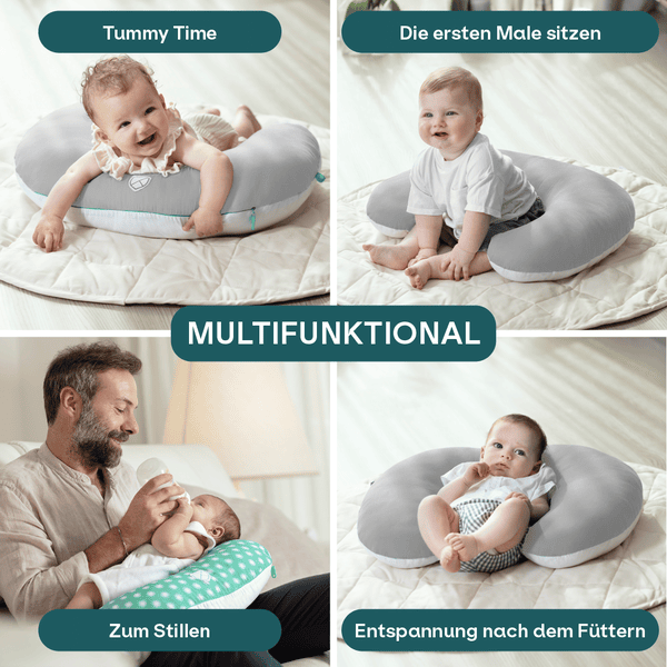 KOALA BABYCARE Cojin Lactancia Multifuncion Cómodo y se Adapta a Todas Las  Tallas- Cojín Lactancia Bebe 0-12 Meses - Cojin de Lactancia con 5 Usos  Diferentes (Gris-Blanco) : : Bebé