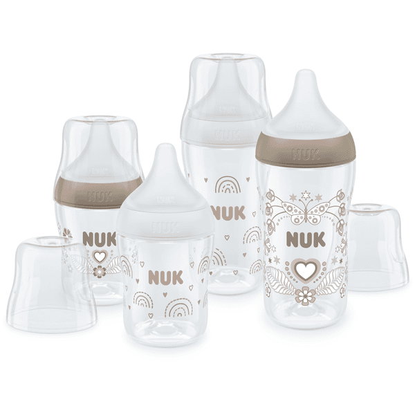 NUK Coffret biberons Perfect Match 0 mois+ PP blanc beige lot de 4