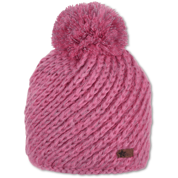 Sterntaler Gebreide muts met pompon magenta