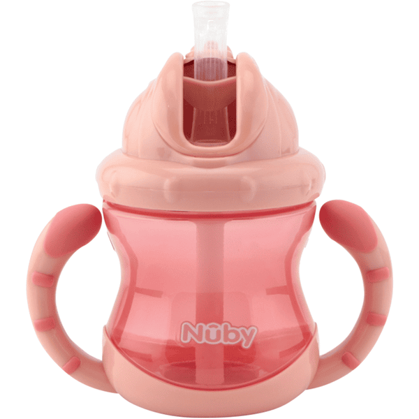 No-Spill Nûby juomamuki, jossa on kahvat Flip-It 240ml 12 kk alkaen vaaleanpunaisena