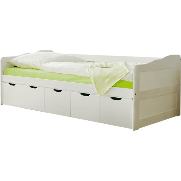 Lit enfant rembourré 90x200 cm, lit fille T1, lit double White