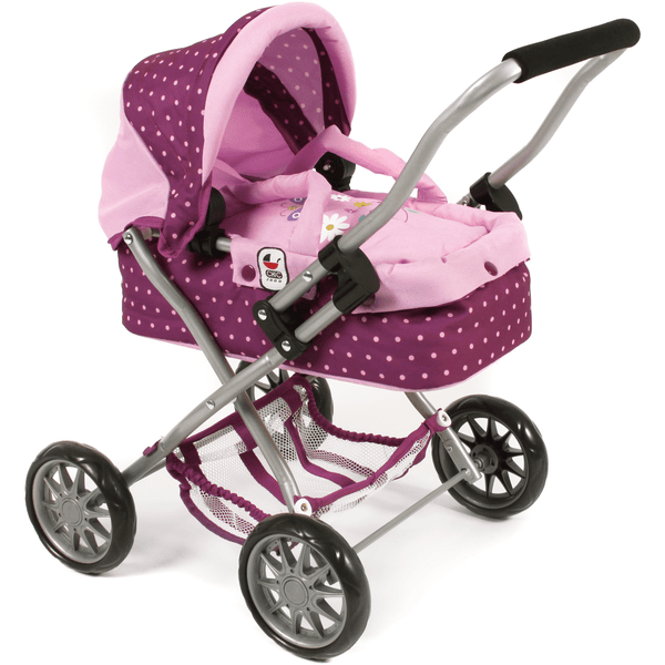 BAYER CHIC 2000 Mini Wózek dla lalek SMARTY Kropki/Różowy