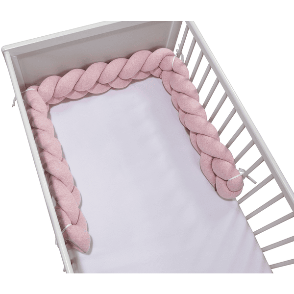 Tour de lit tressé déco pour enfant et adulte - Rose - 20 x 500 cm -  Benlemi - Coton