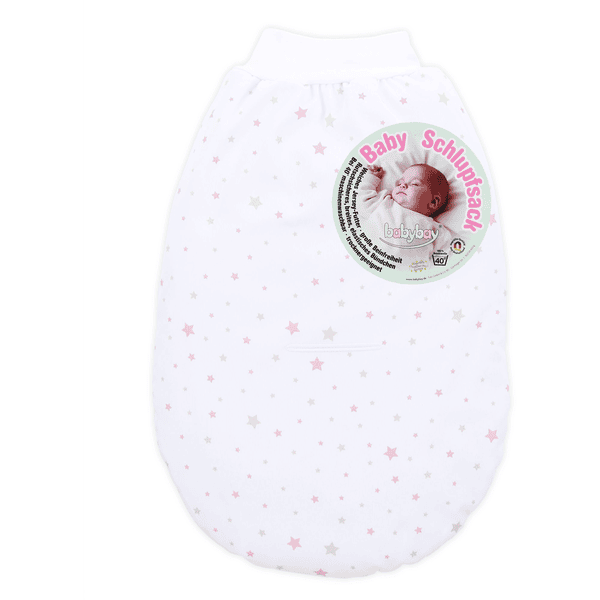 babybay Cotton sand Slip säck organisk med bälte slits vit stjärna mix /bär