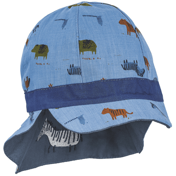 Sterntaler Gorra de pico reversible con protección para el cuello azul