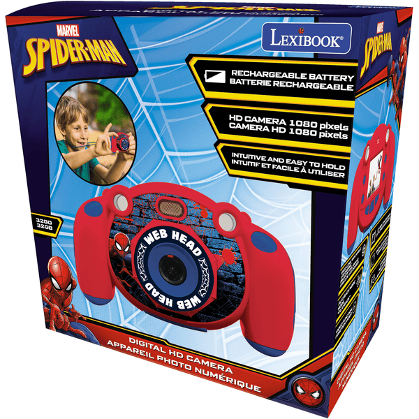 LEXIBOOK Macchina fotografica per bambini con funzione foto e video,  Spiderman 