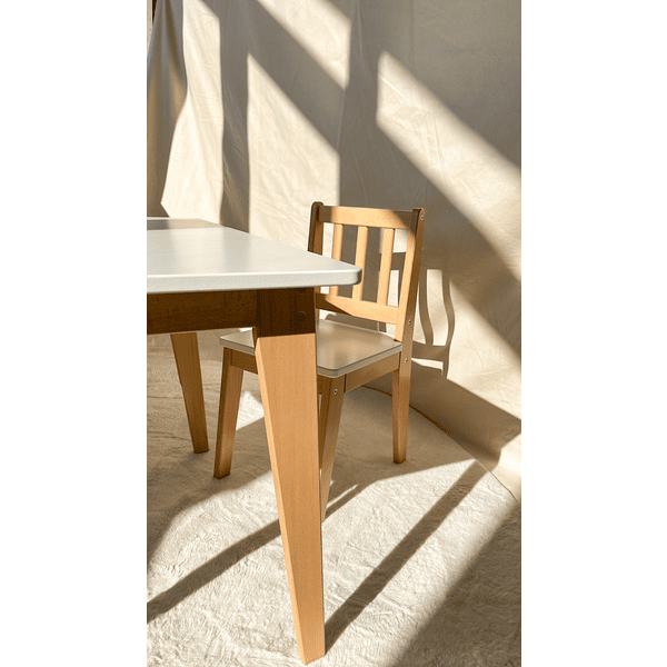 Ensemble table et 2 chaises enfant Mid-Century - Naturel