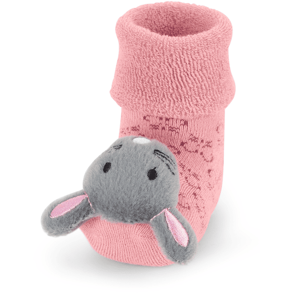 Sterntaler Dětské chrastítko Ponožky Mouse růžové 