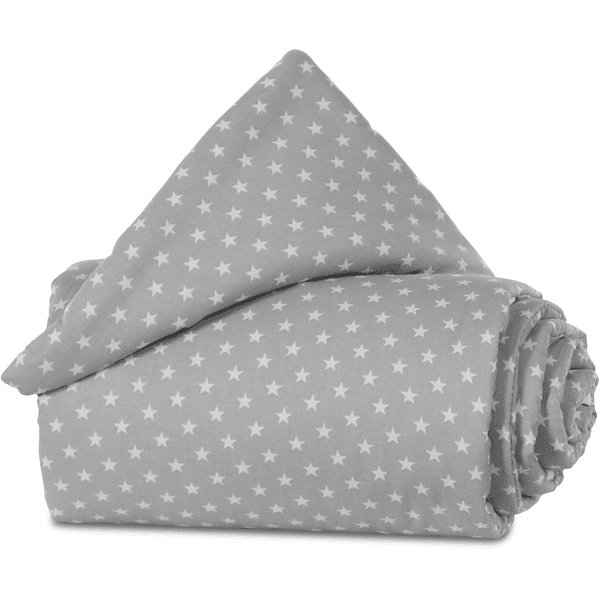 babybay Protection pour barrière de lit cododo coton bio gris clair étoiles blanc