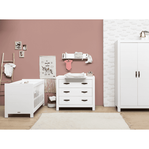 Bopita Babykamer Lucca 3-delig 60 x 120 cm wit met aankleedkussen