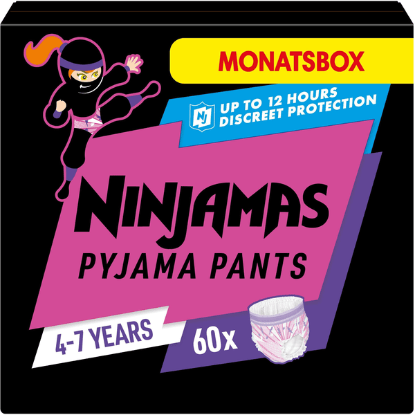 NINJAMAS Pyjama Pants Månadslåda för flickor, 4-7 år, 60 stycken