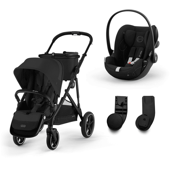 cybex GOLD Black Black i-Size Black Cochecito Gazelle S Moon con silla infantil Cloud G Moon y adaptador