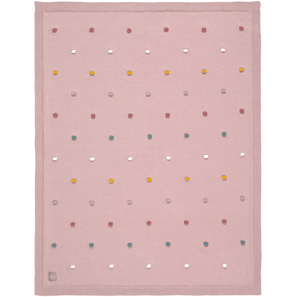 LÄSSIG Babyfilt med stickade prickar i rosa 80 x 100 cm