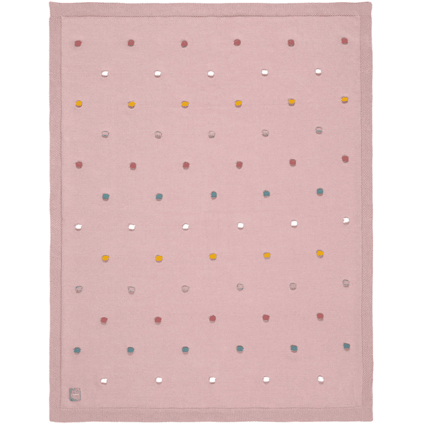 LÄSSIG Coperta per neonati lavorata a maglia Dots dusky pink 80 x 100 cm