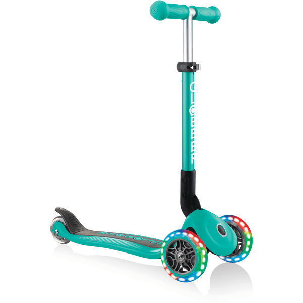 GLOBBER JUNIOR FOLDABLE LIGHT S tyrkysová, s osvětlenými koly