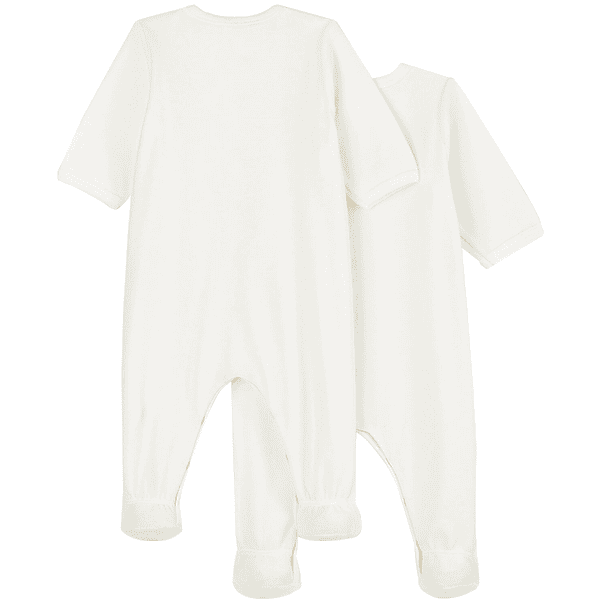 Petit Bateau Pyjama dors-bien bébé coton bio blanc lot de 2