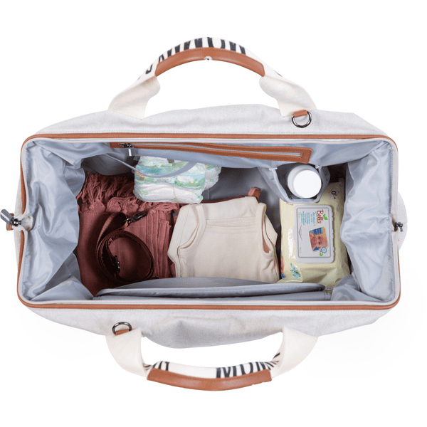 Sac à langer Mommy bag large canvas CHILDHOME - blanc cassé