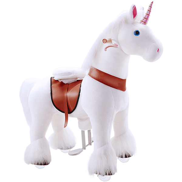 PonyCycle® Unicornio de juguete con freno de mano blanco grande