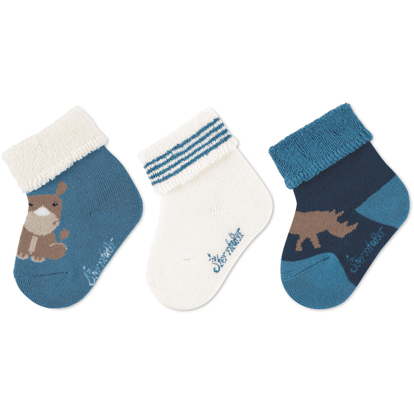 Sterntaler Baby-Socken 3er-Pack Nashorn mittelblau