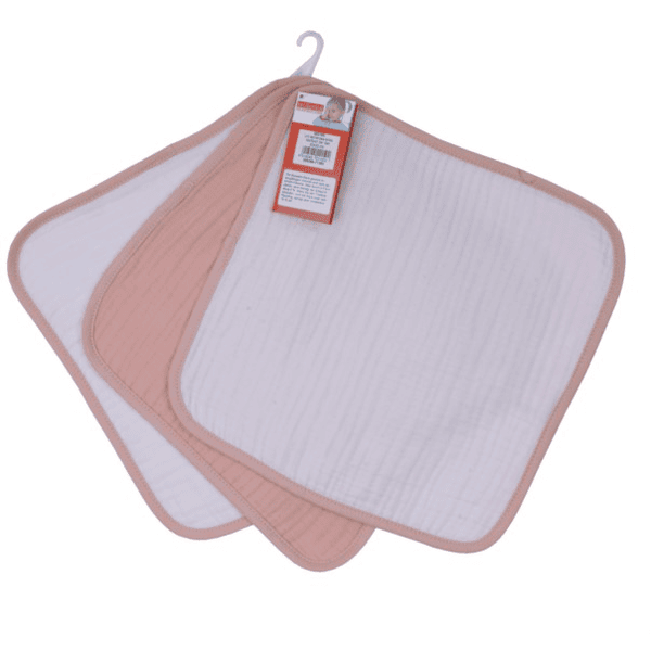 WÖRNER SÜDFROTTIER Panno per sapone in mussola tinta unita rosa salmone-erica set di 3 pezzi
