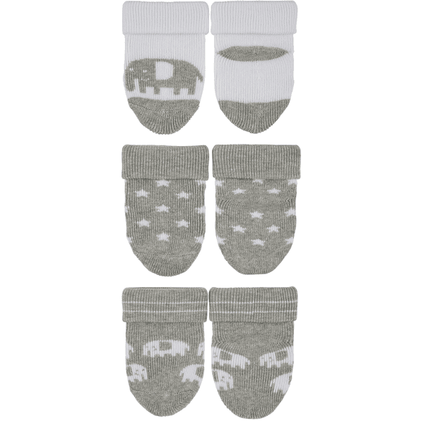 Sterntaler First Baby Socks 3-Pack Elephant Light Grey
