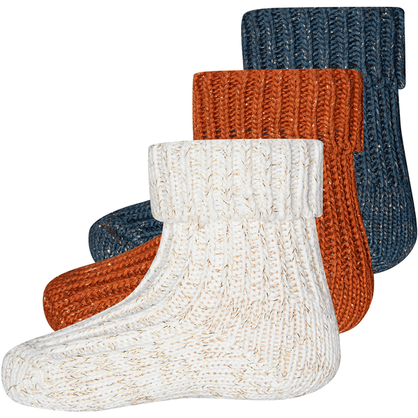 Ewers Dětské ponožky 3-pack s obálkou třpytivé příze scin/olive/copper