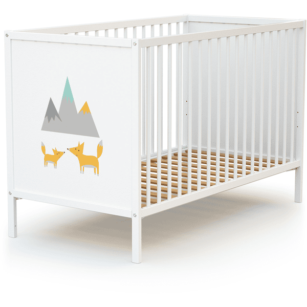 WEBABY Babybett Renard Fuchs mit Panelen weiß 60 x 120 cm