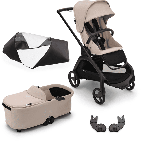 bugaboo Black Dragonfly Täydellinen lastenvaunusarja Desert Taupe sisältäen lisävarusteet