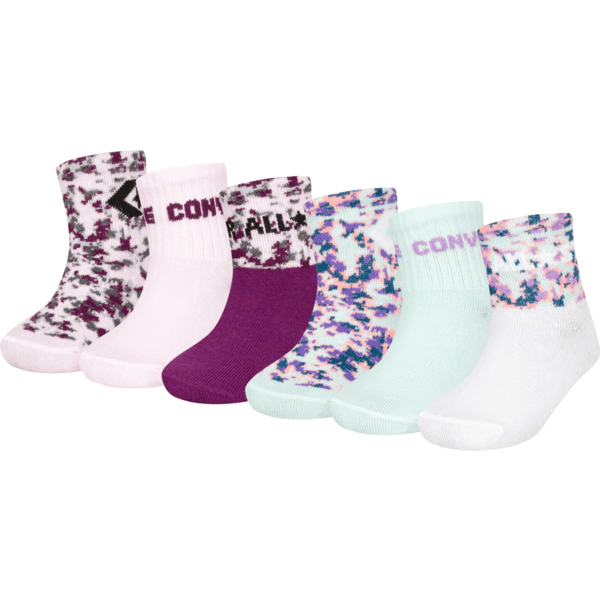 Converse Lot de 6 chaussettes Camouflage rose