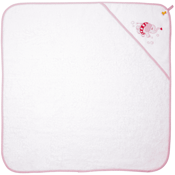 SPIEGELBURG COPPENRATH Badehåndkle med hette, elefant, rosa - BabyGlück (ca. 80x80 cm)