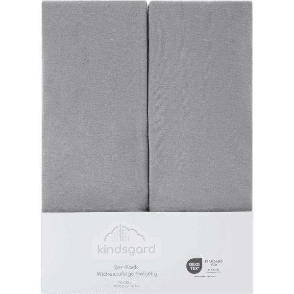 kindsgard Housse pour matelas à langer bekjelig gris 85x75 cm lot de 2