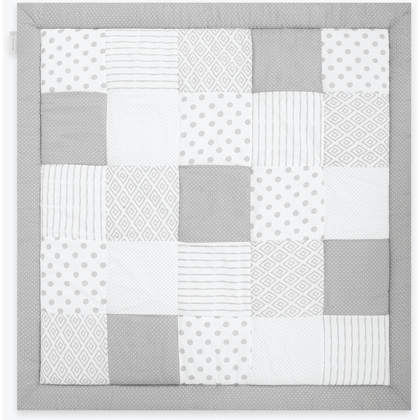 emma & noah Krabbeldecke Patchwork Essential Grau 120 x 120 cm