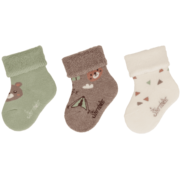 Sterntaler Dětské ponožky 3-pack medvěd světle zelená 