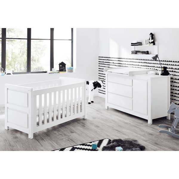 Pinolino Chambre bébé duo lit commode Milk extra large bois 70x140 cm