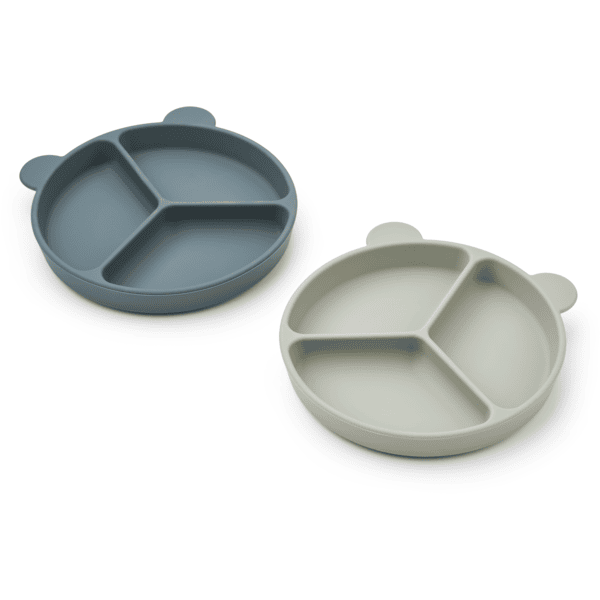 LIEWOOD Stacy Assiette à menu avec ventouse Lot de 2 whale blue/dove blue