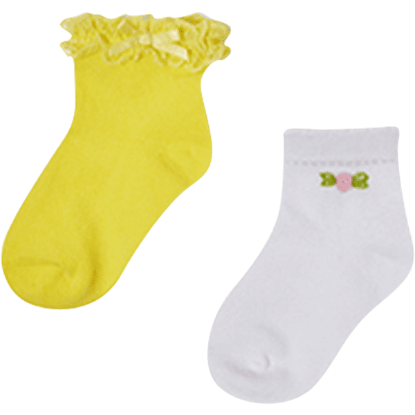 Mayoral 2er Set Socken Blumen Zitrone