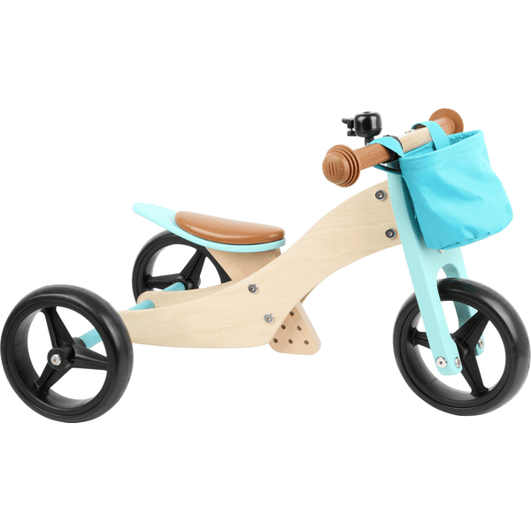 small foot Draisienne enfant 3 roues 2en1 bois turquoise roseoubleu