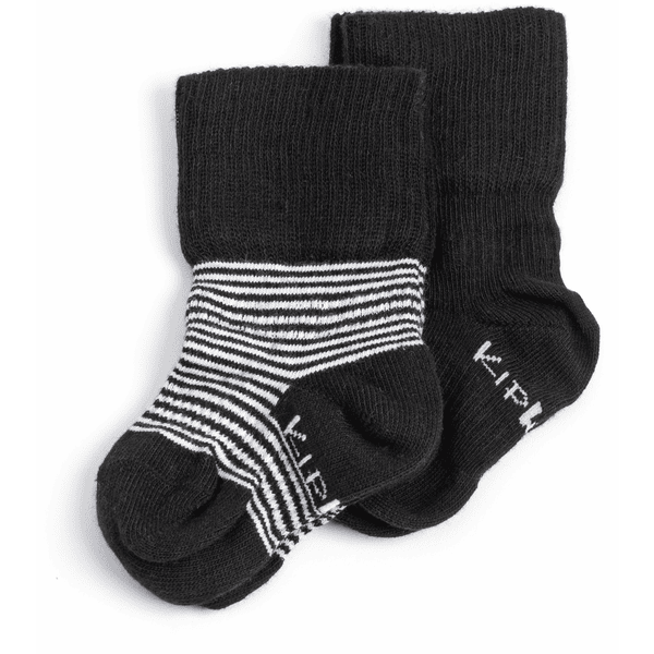 KipKep Stay-On sokker 2-pak Black -n- White Striped 