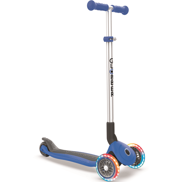 Globber Scooter Primo Foldable mit Leuchtrollen, navy-blau