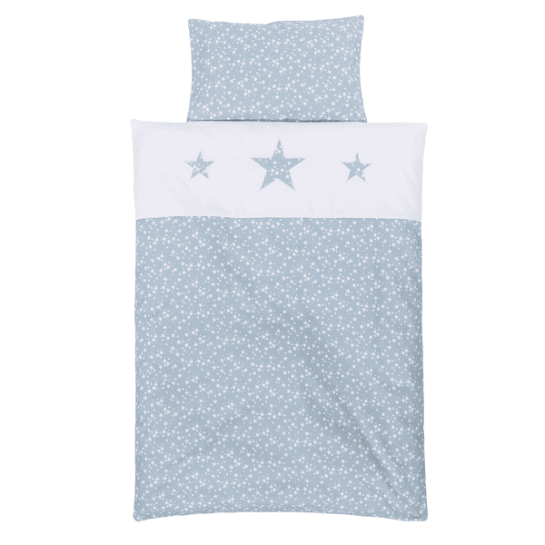 babybay ® Dětské ložní prádlo piqué azurové hvězdy bílé s aplikací hvězda 100 x 135 cm