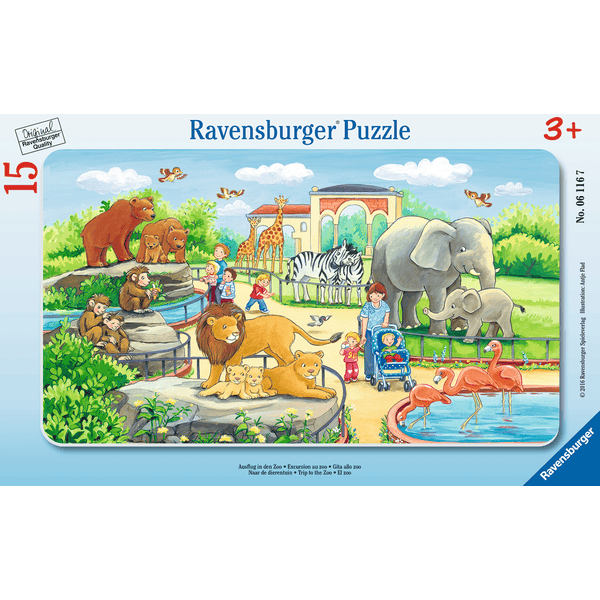 Ravensburger marco de rompecabezas - viaje al zoo, 15 piezas