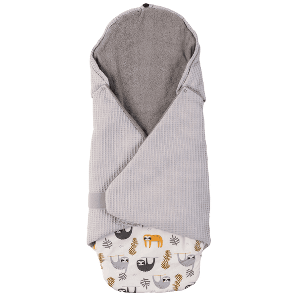 Ullenboom Couverture enveloppante bébé piqué gaufré paresseux gris 98x98 cm