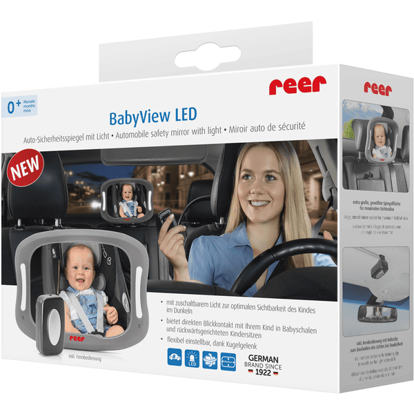 reer Auto-Sicherheitsspiegel BabyView LED mit Licht | Kindersitze & Babyschalen