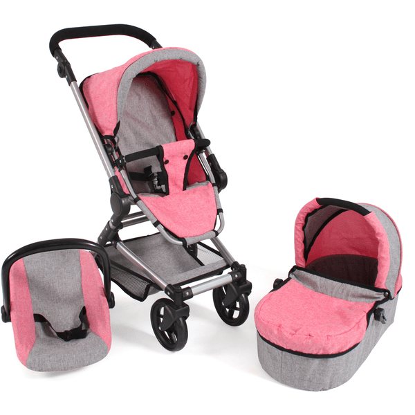 BAYER CHIC 2000 Fides 3 i 1 dukke vogn melange rosa