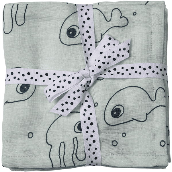 Done by Deer™ Spit Towel 2-pakke Sea Friends Blue