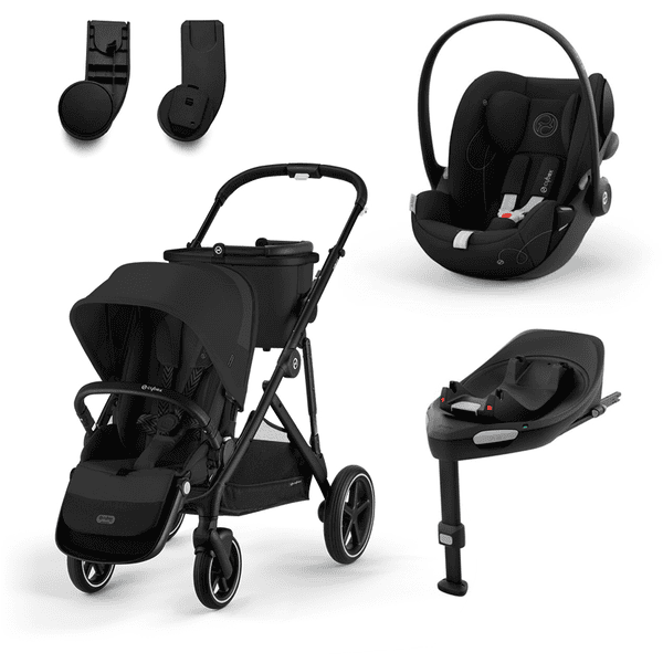 cybex GOLD Black Black i-Size Black Black Gazelle S barnevogn Moon inkludert Cloud G bilbarnestol Moon Base G basestasjon og adapter