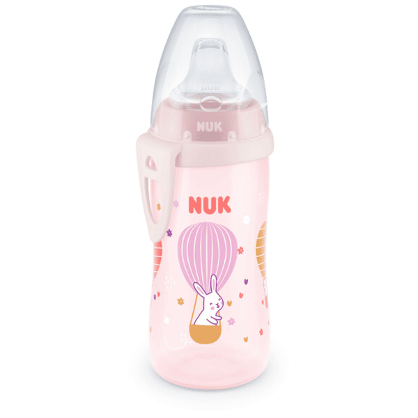 NUK Babyfles Active Beker, roze, motief konijntje 300ml