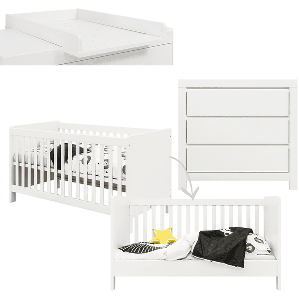 Bopita Babykamer Thijn 2-delig met om te bouwen commode 70 x 140 cm wit 