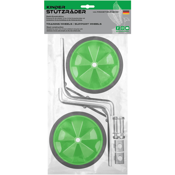 PROMETHEUS BICYCLES ® Ruedas de apoyo Universal para 12 a 18 pulgadas Verde